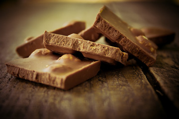 Chocolate on a wooden table