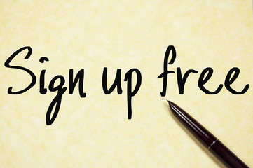 sign up free text write on paper