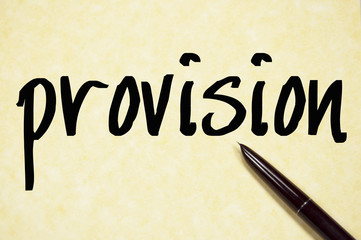 provision word write on paper