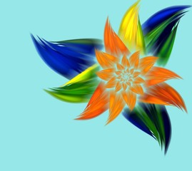 Abstract fractal flower on the blue background