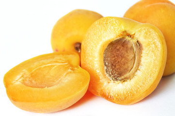 Sweet apricots on white background