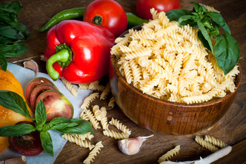 Ingredients for cooking pasta