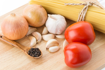 dry pasta spaghetti with ingredient