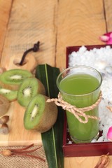 Kiwi fruit juicy green and kiwi juice delicious.