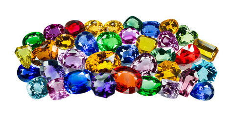 Bright gems on a white background