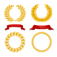 Laurel wreath and red ribbons