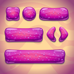 Set of pink jelly buttons with bubbles