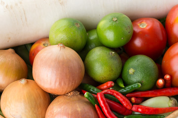 mix vegetable on white background