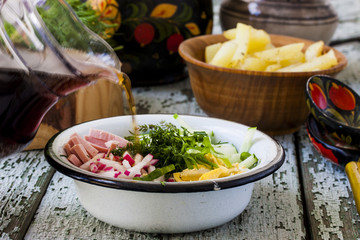Russian kvass Cold Soup with Vegetables
