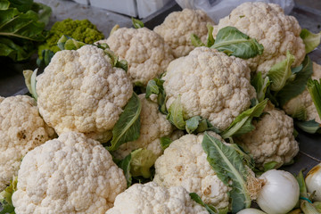 Background - full frame of cauliflower, ready for sale