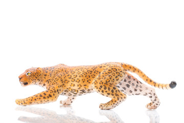 Fototapeta na wymiar toy leopard on white