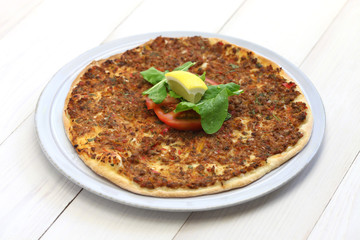 lahmacun, turkish minced meat pizza