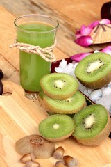 Kiwi fruit juicy green and kiwi juice delicious.