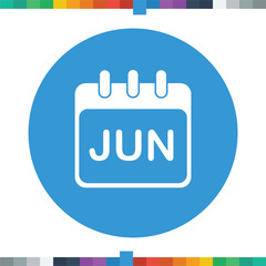 Flat calendar icon, month of june.