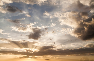 colorful dramatic sky with cloud at sunset