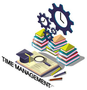 illustration of info graphic time management concept in isometric graphic
