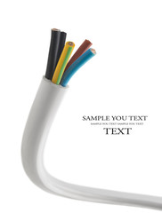 closeup of a electric cable on a white background