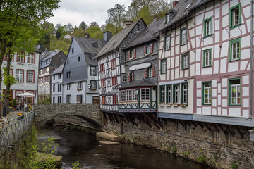 Fototapeta premium Houses along the Rur river, Monschau, Germany
