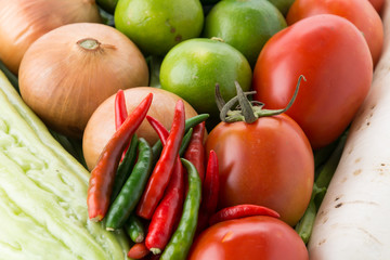 mix vegetable on white background