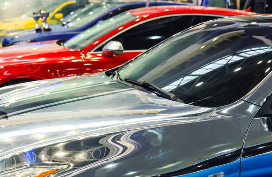 Fototapeta Close up of cars in a row