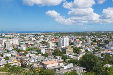Fototapeta na wymiar View to the city of Port Louis, Mauritius.
