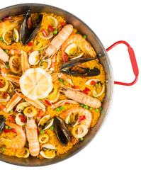 Paella - traditional spanish food, top view