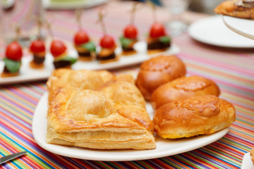 Meat buns in plate, close-up