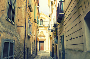 Italian town Tropea, Calabria region, street and historic architecture, italy