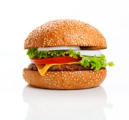cheeseburger isolated on white
