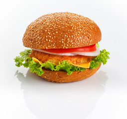 cheeseburger isolated on white