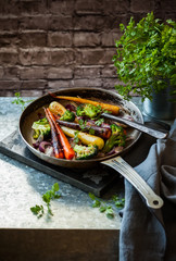 roasted vegetables in pan