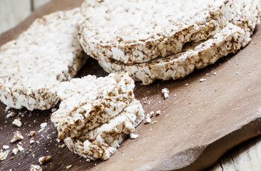 Wholegrain round bread for diet, selective focus