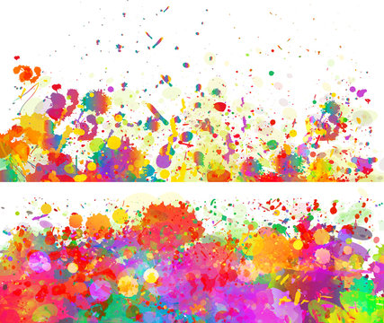 Abstract colorful splash backgrounds, banners set.