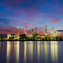 Oil Refinery at Twilight , Chao Phraya River , Bangkok , Thailand