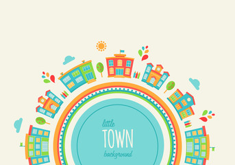 Little Town Background Made of Houses and Schools 