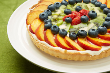 One Layer Tasty Cake with Fresh Fruit Toppings