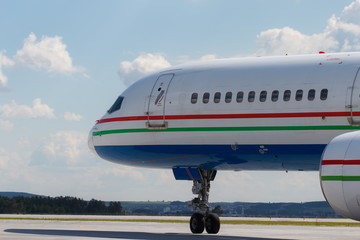 Obraz premium modern aircraft on the runway