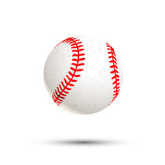 Realistic baseball icon with shadow isolated on white