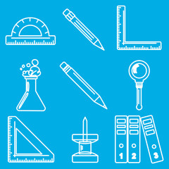 Black school goods chalk icons. Part 3.