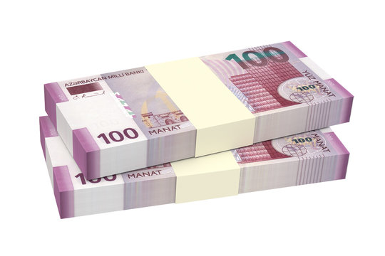 Azerbaijan manat isolated on white background. Computer generated 3D photo rendering.
