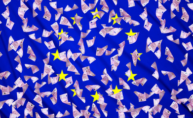 falling euro bills