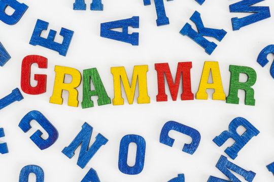 Series "Education - school subjects": Word "Grammar" made from colorful wooden letters
