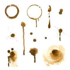Fototapeta premium Watercolor brown spots and streaks (tea and coffee)