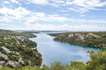 Croatian bay,Adriatic sea channel near Krka nature preserve