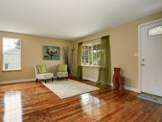 Lovely room with green and blue decor.