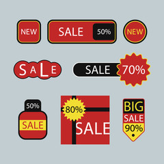 Set of sale banners. Isolated on gray background. Vector illustration.