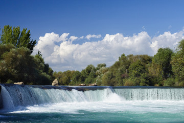 nice big wide waterfall with crystal clear water