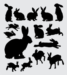 Naklejka premium Rabbit action silhouettes