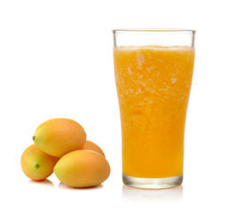  Marian plum  juice and fruit isolation white background