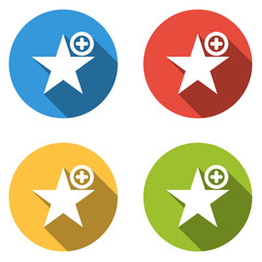 Collection of 4 isolated flat buttons for add to favorites
